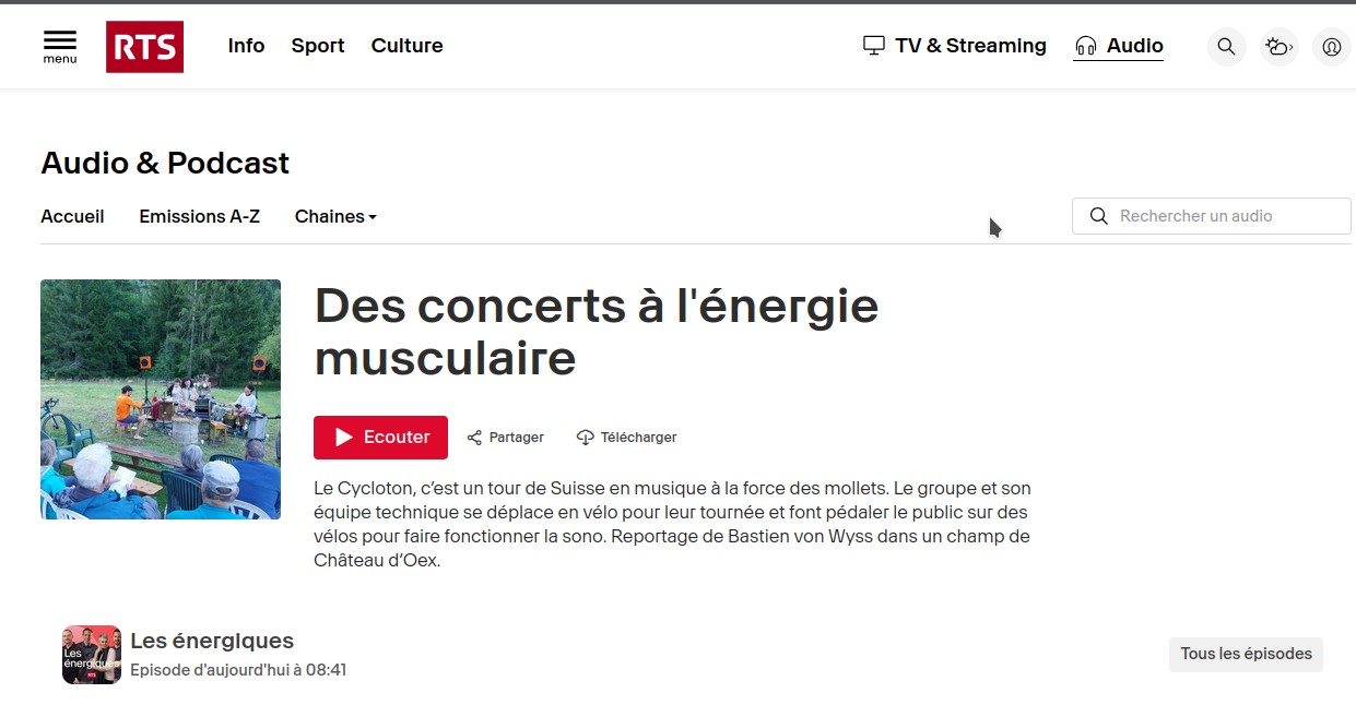 Des concerts à lʹénergie musculaire, RTS, Les énergiques